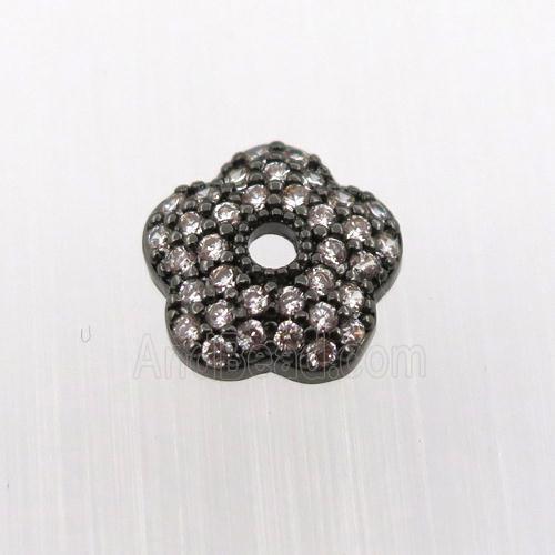 copper beadcaps pave zircon, black plated