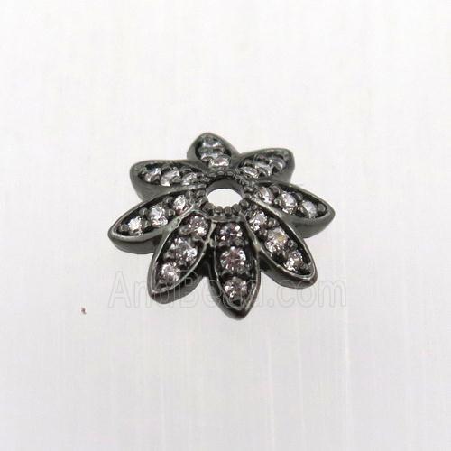 copper beadcaps pave zircon, black plated