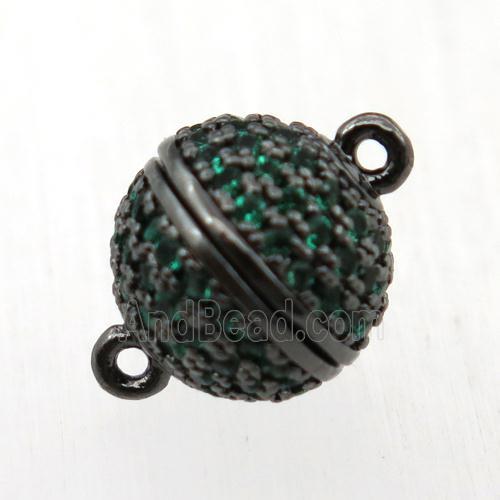 copper clasp pave zircon, magnetic, black plated