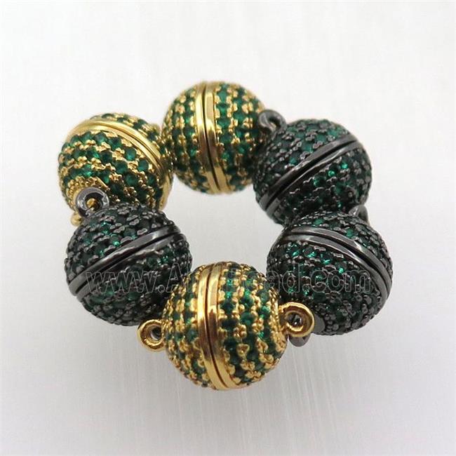 copper clasp pave zircon, magnetic, mix color