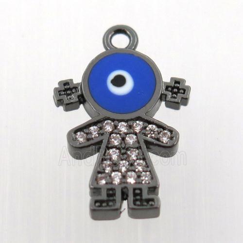copper girl pendant pave zircon, black plated