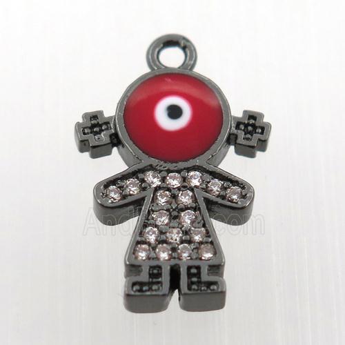 copper girl pendant pave zircon, black plated