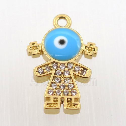copper girl pendant pave zircon, gold plated