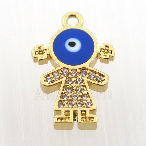 copper girl pendant pave zircon, gold plated