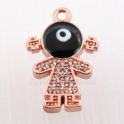 copper girl pendant pave zircon, rose gold