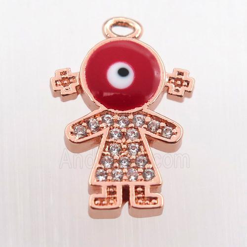 copper girl pendant pave zircon, rose gold
