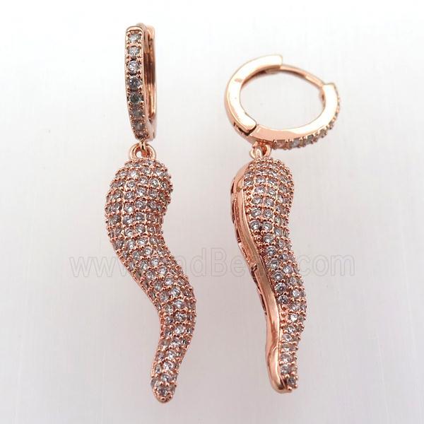 copper hoop earring pave zircon with Pepper, rose gold