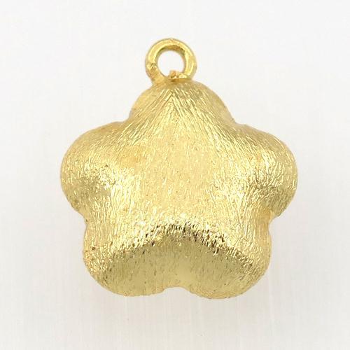 brushed copper flower pendant, gold plated