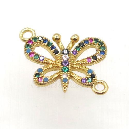 copper butterfly connector paved zircon, gold plated
