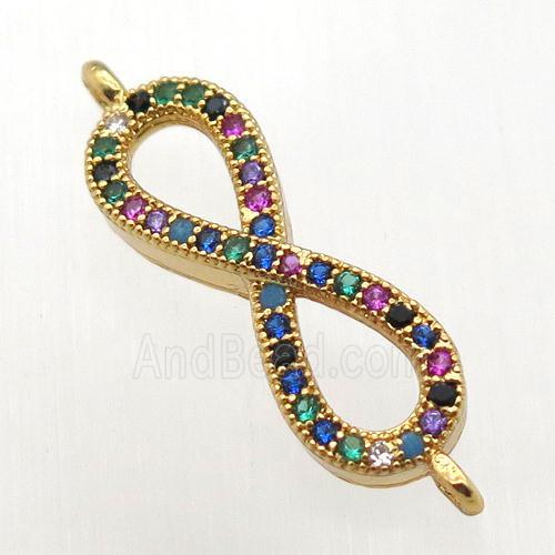 copper infinity connector pave zircon, gold plated