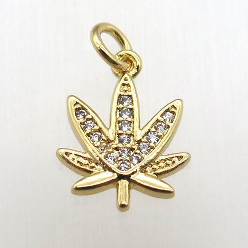 copper flower pendant paved zircon, gold plated