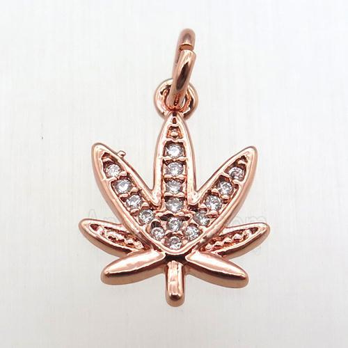 copper flower pendant paved zircon, rose gold
