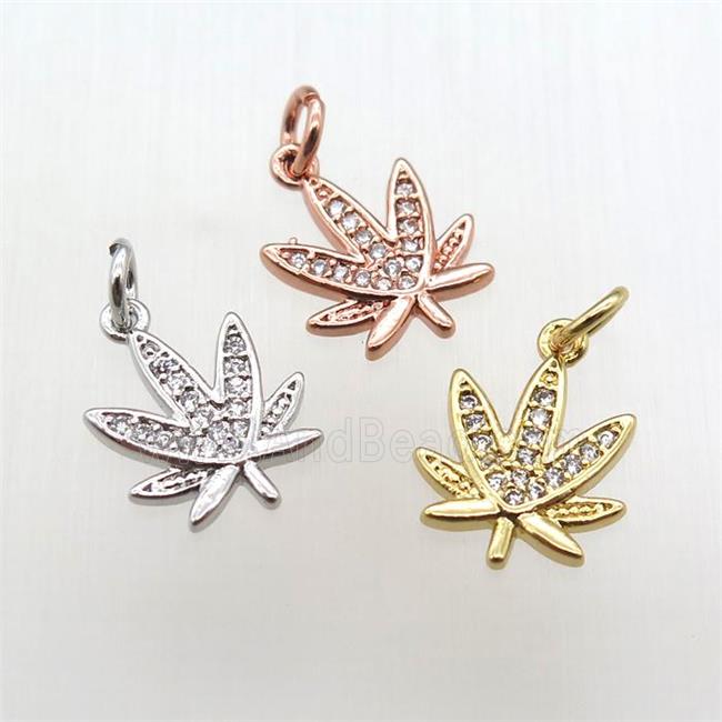 copper flower pendant paved zircon, mixed color