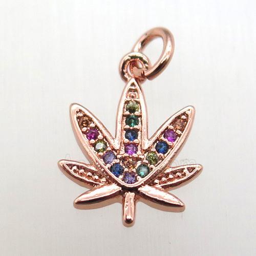 copper flower pendant paved zircon, rose gold