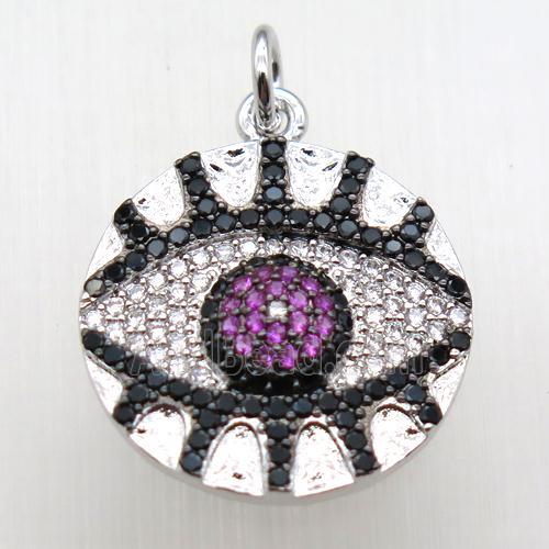 copper eye pendant paved zircon, platinum plated