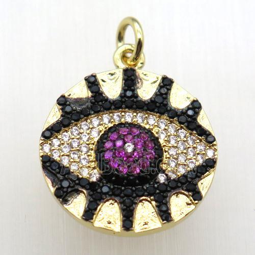 copper eye pendant paved zircon, gold plated