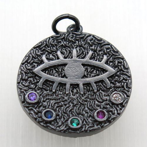 copper eye pendant paved zircon, black plated