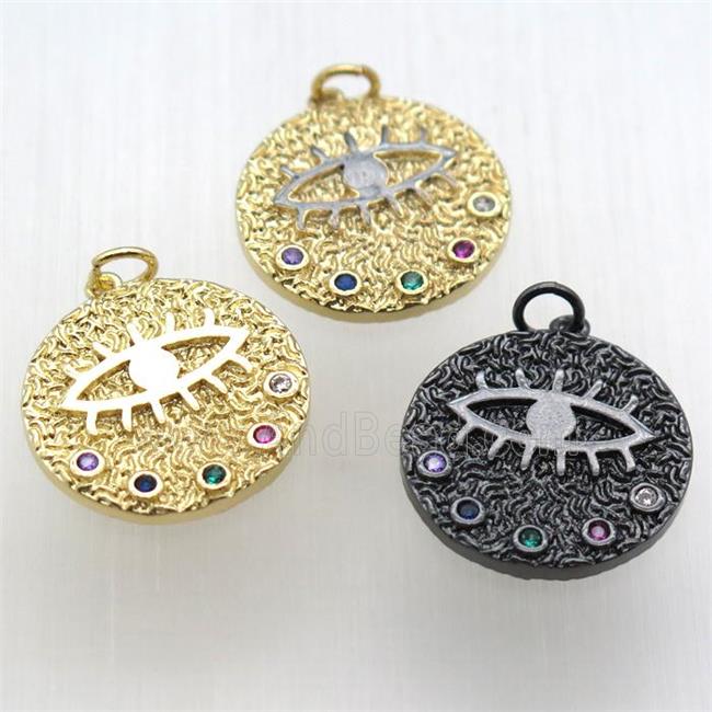 copper eye pendant paved zircon, mixed color