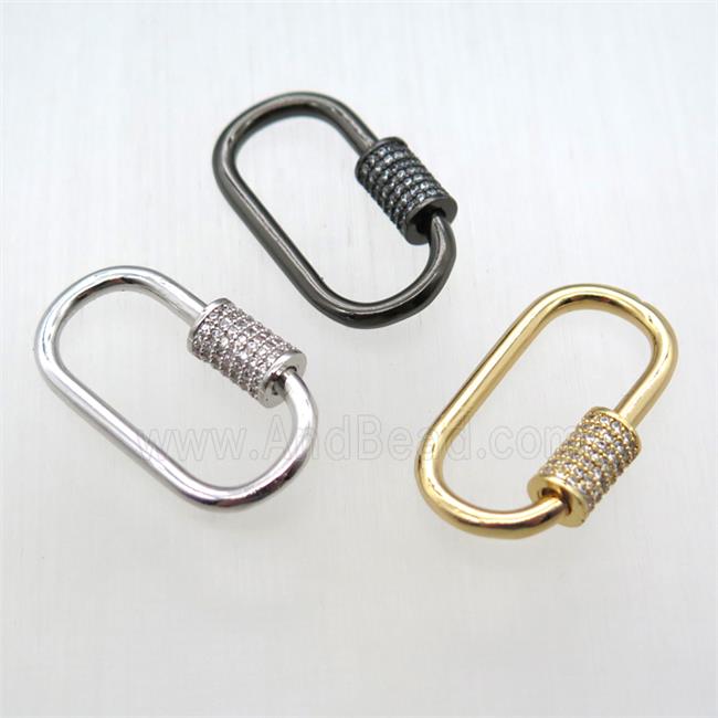 copper carabiner lock pendant paved zircon, mixed color