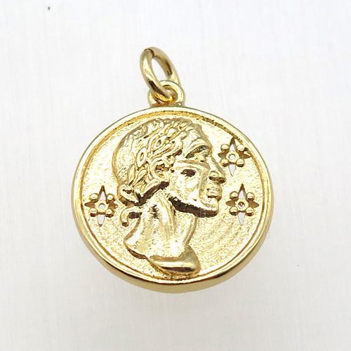copper coin pendant, gold plated