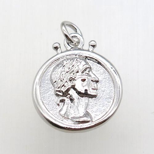 copper coin pendant, platinum plated