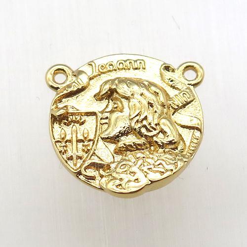 copper coin pendant, gold plated