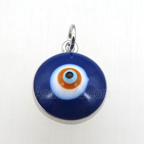 copper evil eye pendant, platinum plated