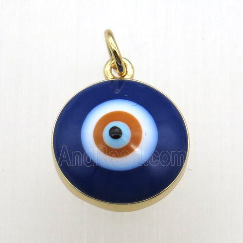 copper evil eye pendant, gold plated