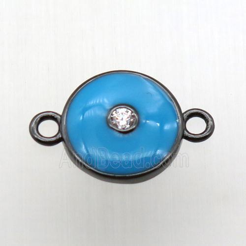 copper eye connector pave zircon, black plated
