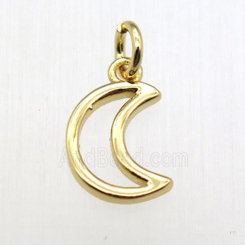 copper moon pendant, gold plated