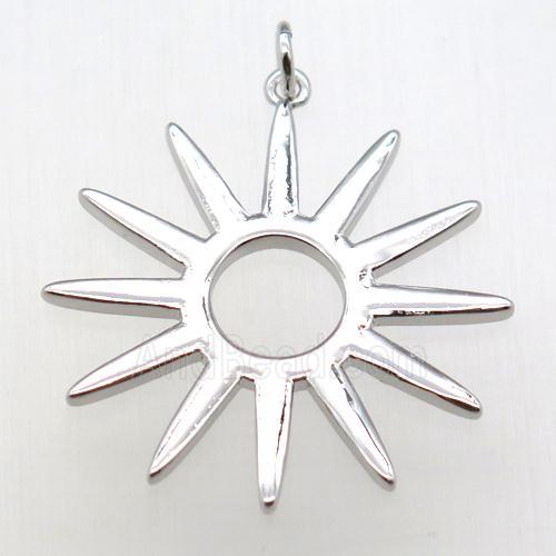 copper sun pendant, platinum plated