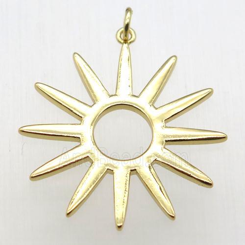 copper sun pendant, gold plated