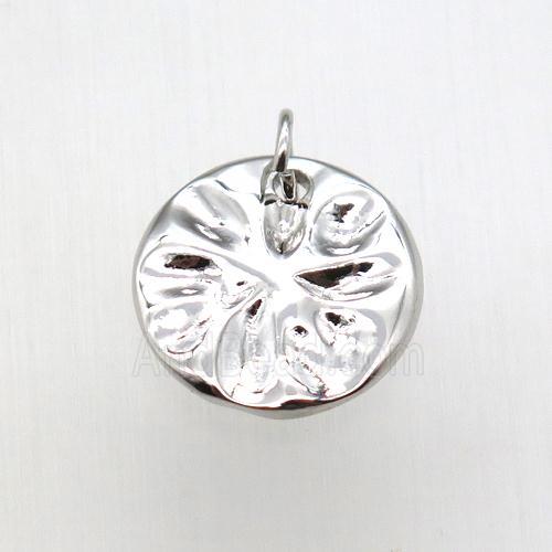copper circle pendant, platinum plated