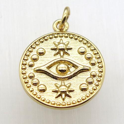 copper circle pendant, gold plated