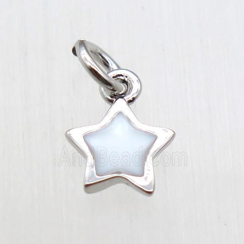copper star pendant, enameling, platinum plated