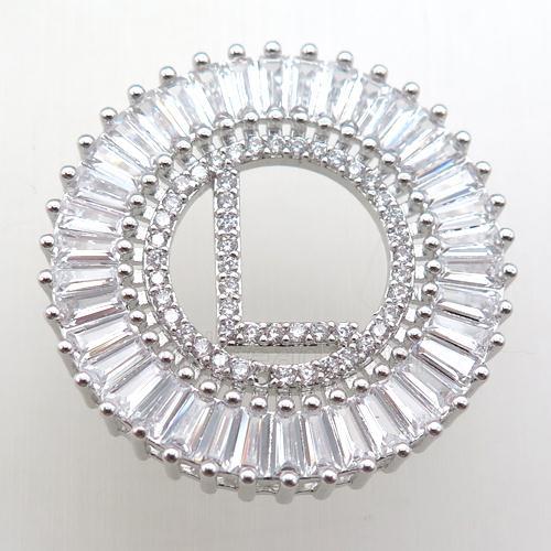 copper letter-L pendant paved zircon, platinum plated