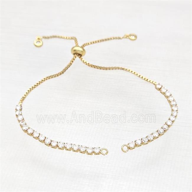 copper bracelet chain paved zircon, gold plated