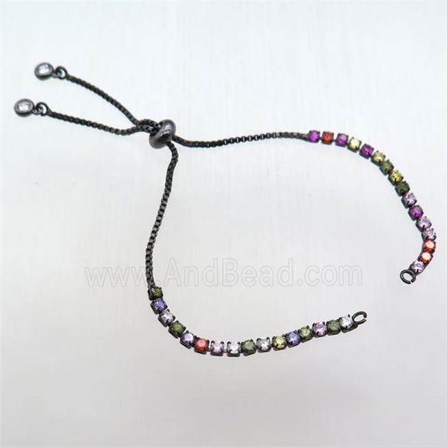 copper bracelet chain paved zircon, black plated