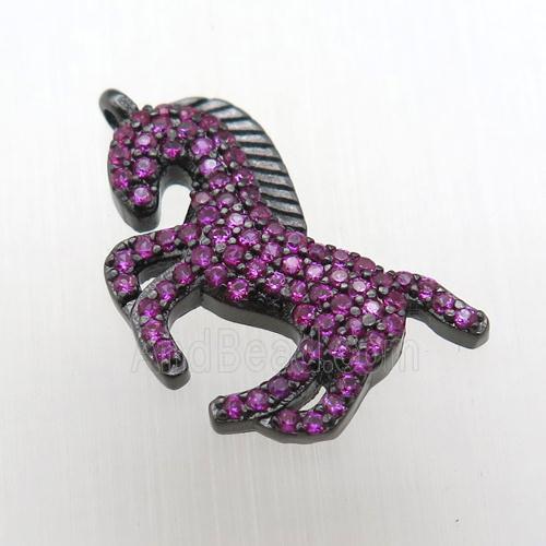 copper Unicorn pendant pave zircon, black plated
