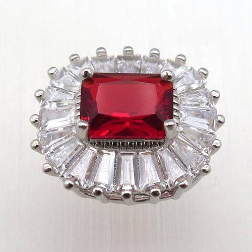 copper pendant pave ruby zircon, platinum plated