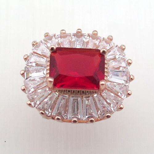 copper pendant pave ruby zircon, rose gold