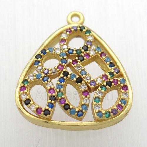 copper pendant pave zircon, gold plated