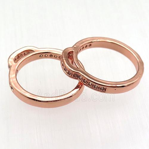 copper circle pendant pave zircon, rose gold