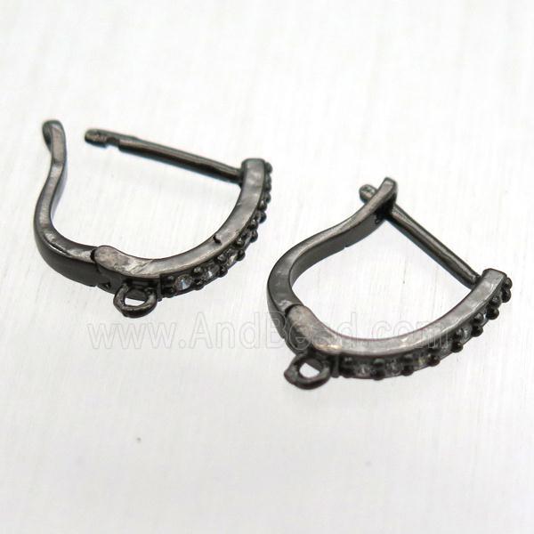 copper Latchback Earrings pave zircon, black plated
