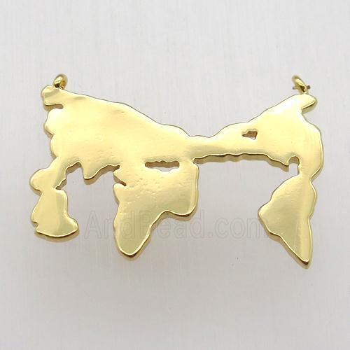 copper worldsmap pendant, gold plated