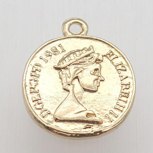 copper coin pendant, gold plated