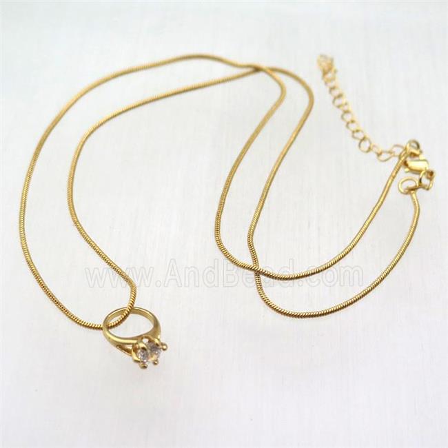 copper necklace, gold plated