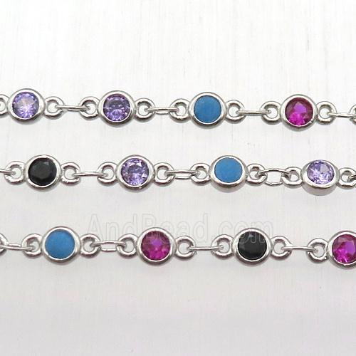 copper chain with zircon, platinum plated