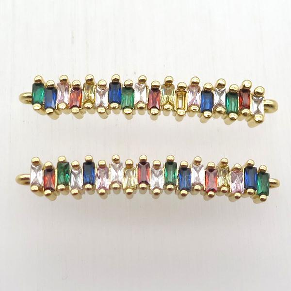 copper stick connector paved zircon, gold plated