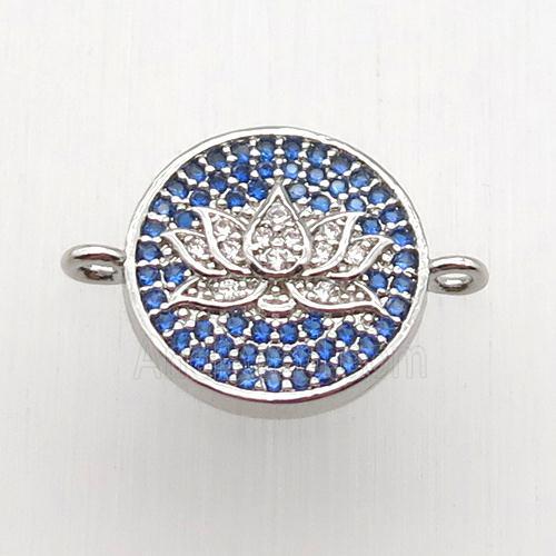 copper lotus connector paved zircon, platinum plated